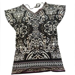 White House Black Market Shift Dress Womens Size Medium Scroll Animal Print